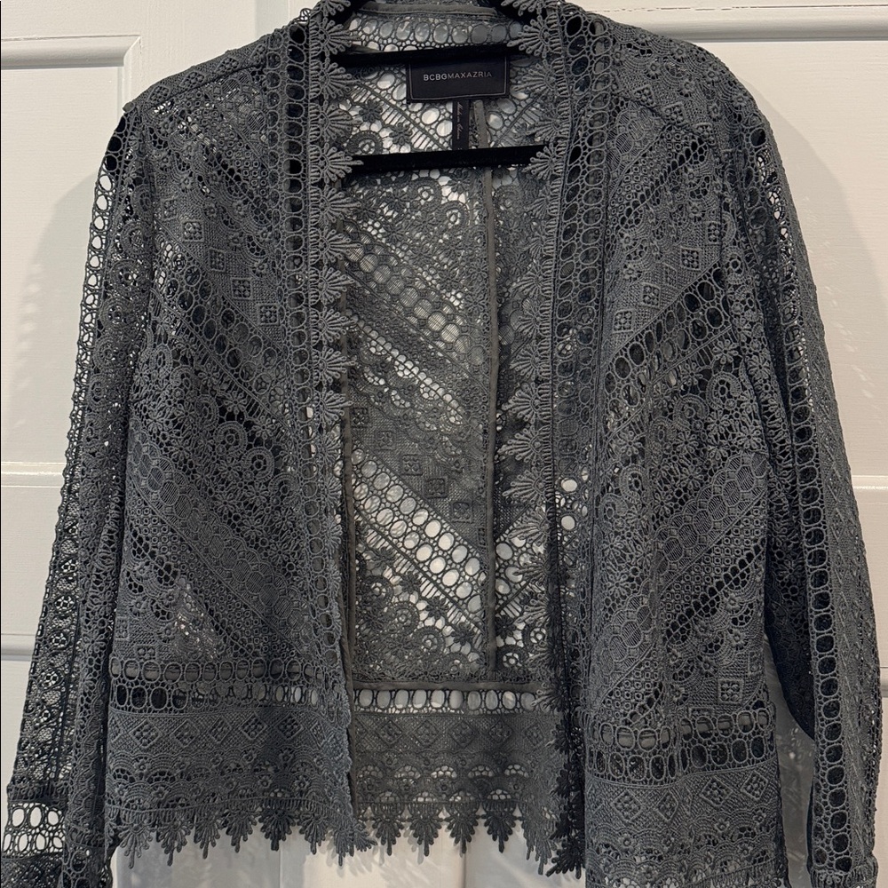 BCBGMAXAZRIA Sahara Sage Green Lace Jacket